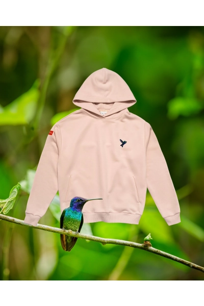 Bluza damska Basic z kapturem z miłkiem namorzynowym - różowa
